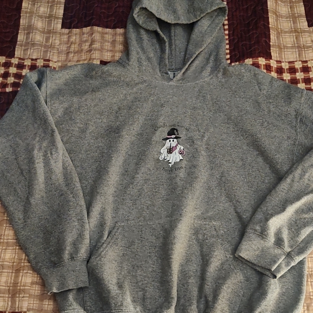 Gildan Gray Hoodie with Dog Graphic